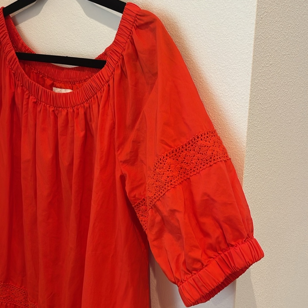 Kate Spade BROOME STREET off shoulder cherry red dress - Picture 5 of 7